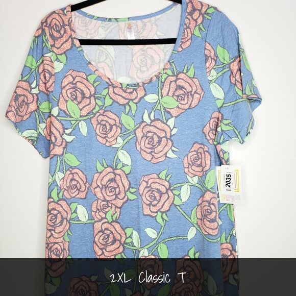 LuLaRoe Classic Tee 2XL Roses NEW - Picture 1 of 1